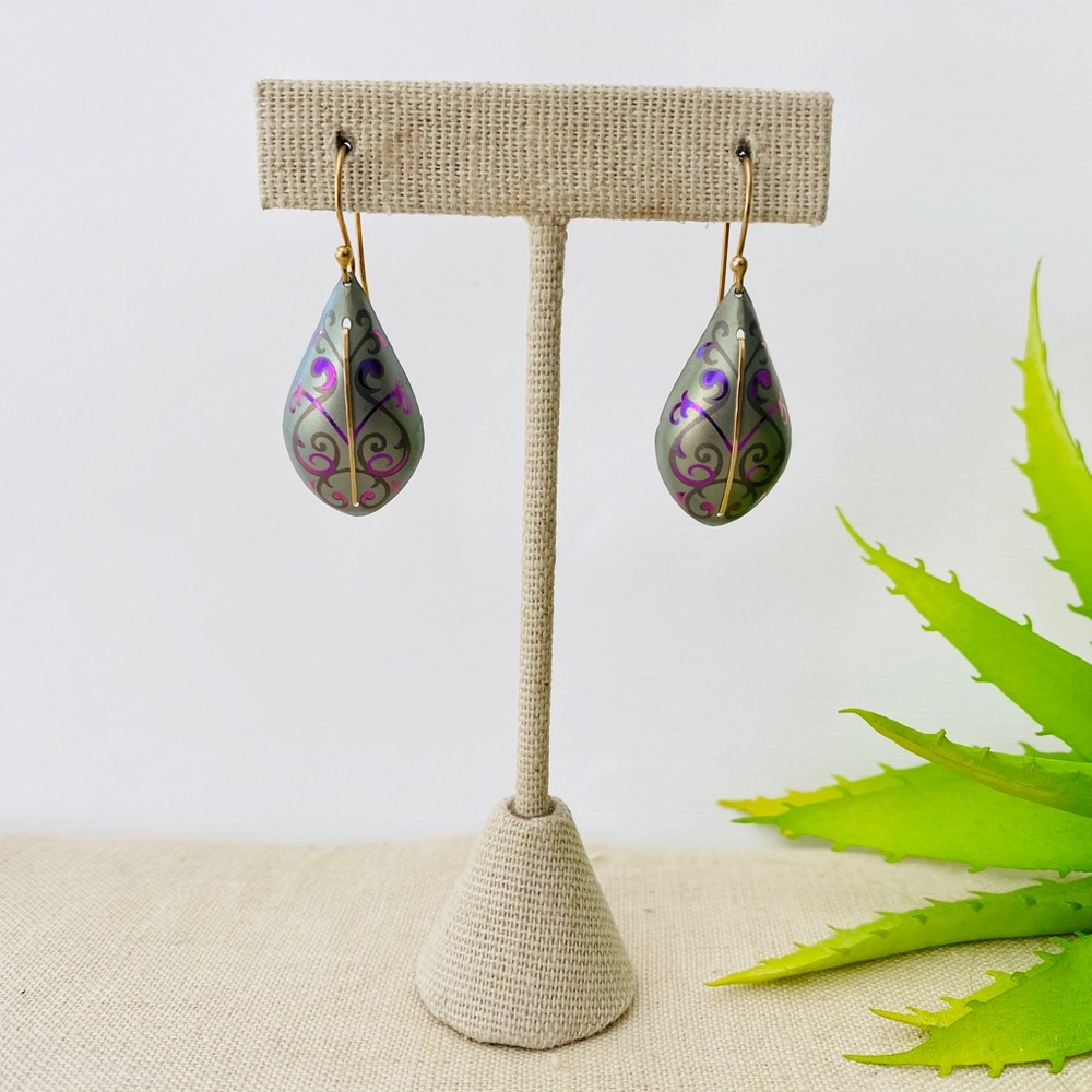 Elegant Silver and Purple Teardrop Earrings